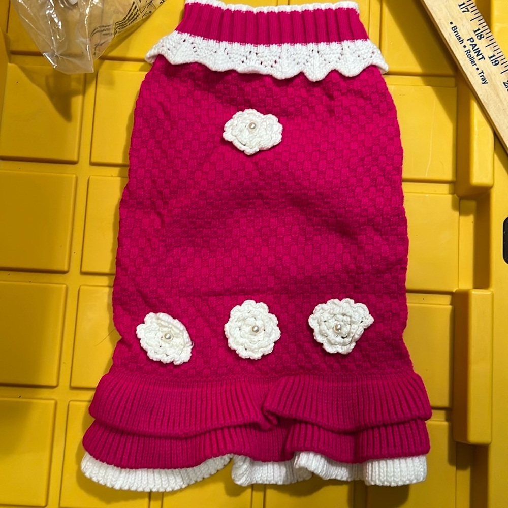 NWT 1 Dog Cat Sweater Dress Cable knit granny core knitted pullover size 5